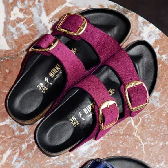 *EUC* Birkenstock Women's Arizona Big Buckle Slide Sandals - Red Velvet - S: 37 - Picture 10 of 10